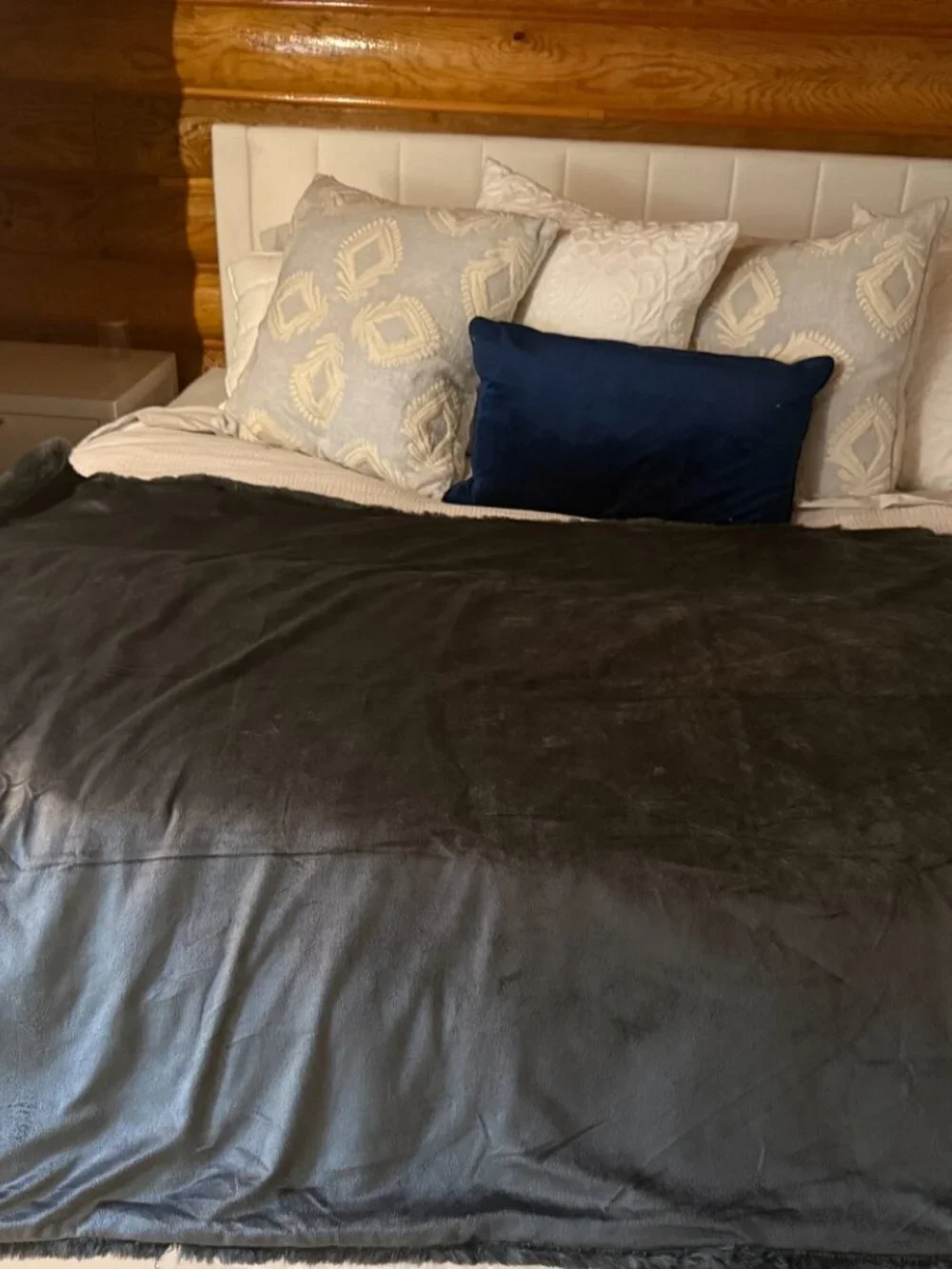 NWOT Quince Plush Faux Fur Throw Blanket - Charcoal Gray/ Slate